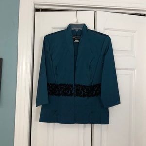 Teal blazer jacket with matching tank top